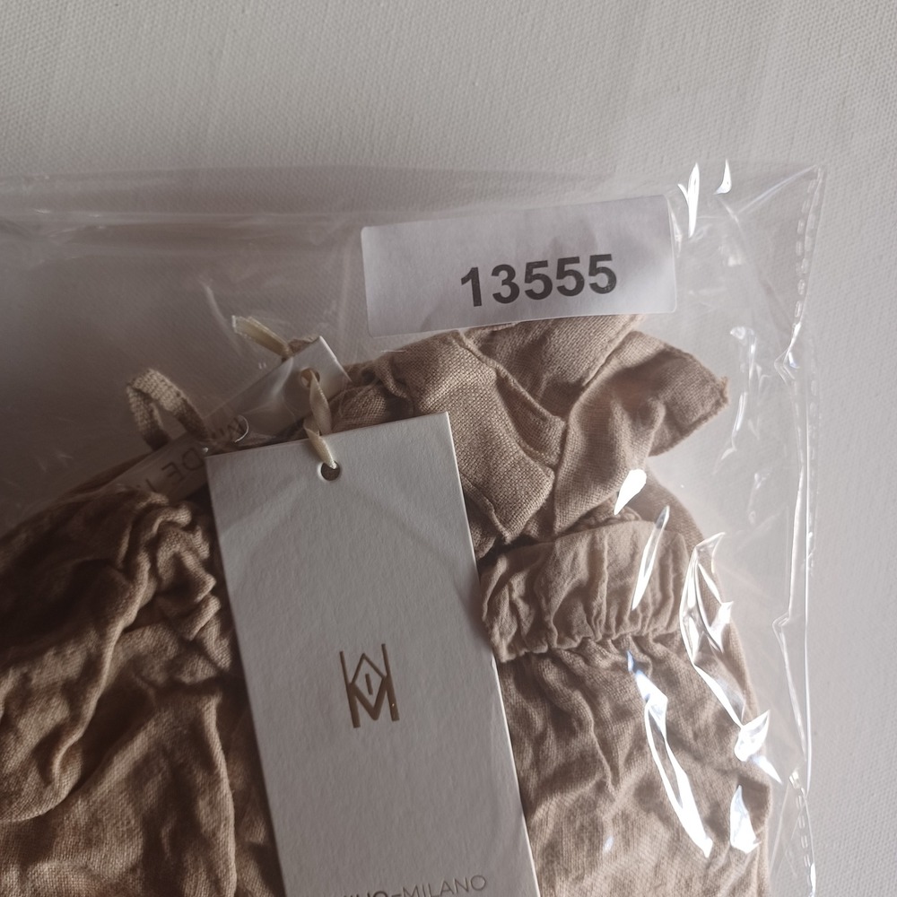 Milio Milano Cashmere Beige Linen Bloomers Puffy Shorts XS NWT 155015 - Picture 2 of 5